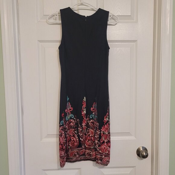 Embroidered Black Dress - Professional and Classy - High Neck - Sleeveless - Picture 4 of 4